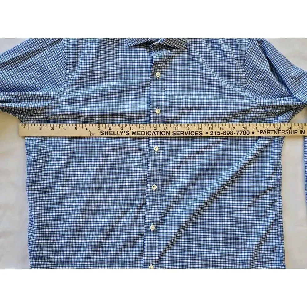 Polo Ralph Lauren Shirt Men's L Blue Plaid Performance Long Sleeve‎ Button Down